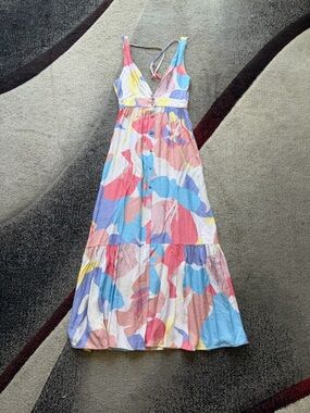 Boamar Colorful Abstract Print MIDI Slip Dress